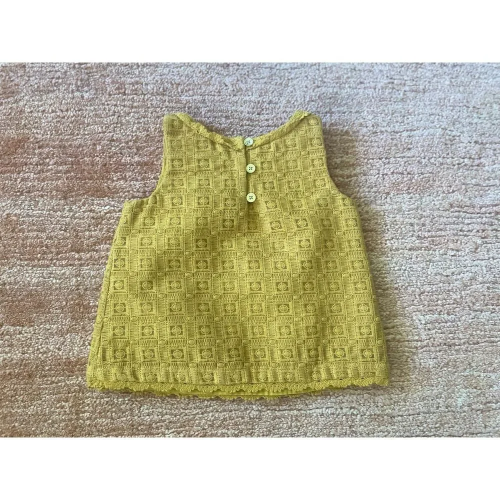 Genuine Kids OshKosh 2T Yellow Lace Sleeveless Top Lined Made in Vietnam